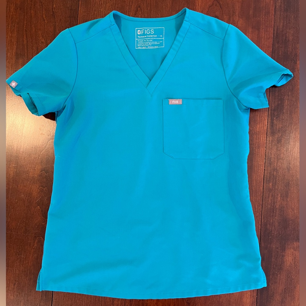 Figs Teal Scrub Top